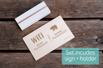 Bear WiFi Password Sign, Wood