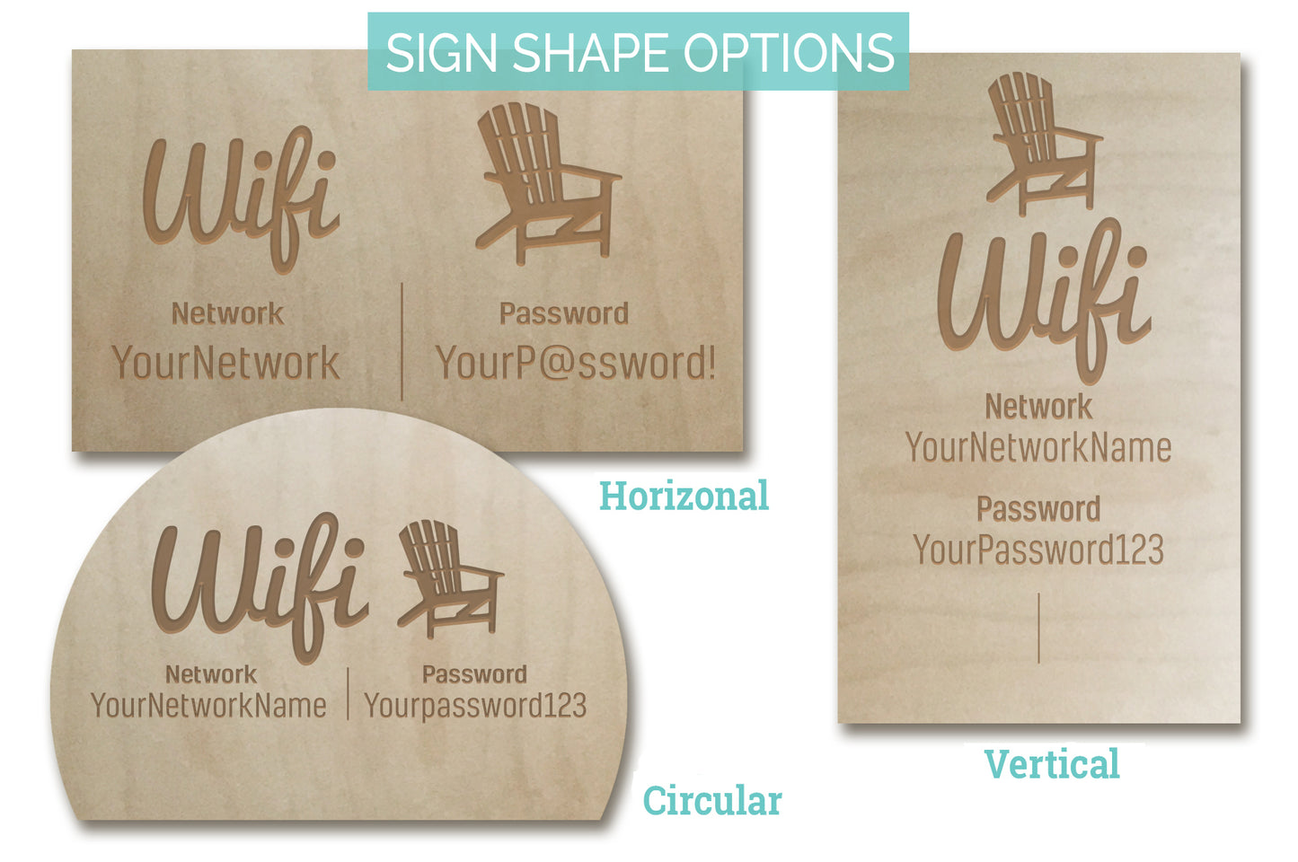 Adirondack WiFi Password Sign, Beach Chair, Wood