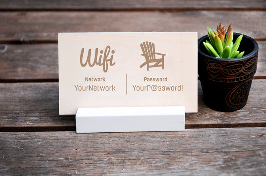 Adirondack WiFi Password Sign, Beach Chair, Wood