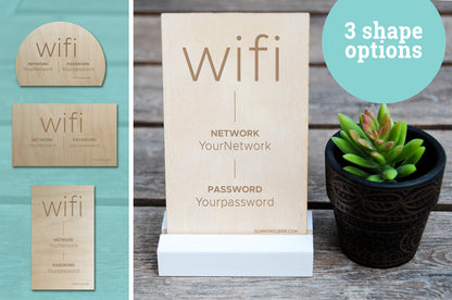 Modern WiFi Password Sign, Wood, Minimal