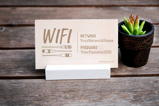 Lake House Oars WiFi Password Sign, Wood