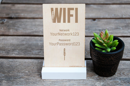 Trees Bold WiFi Password Sign, Wood