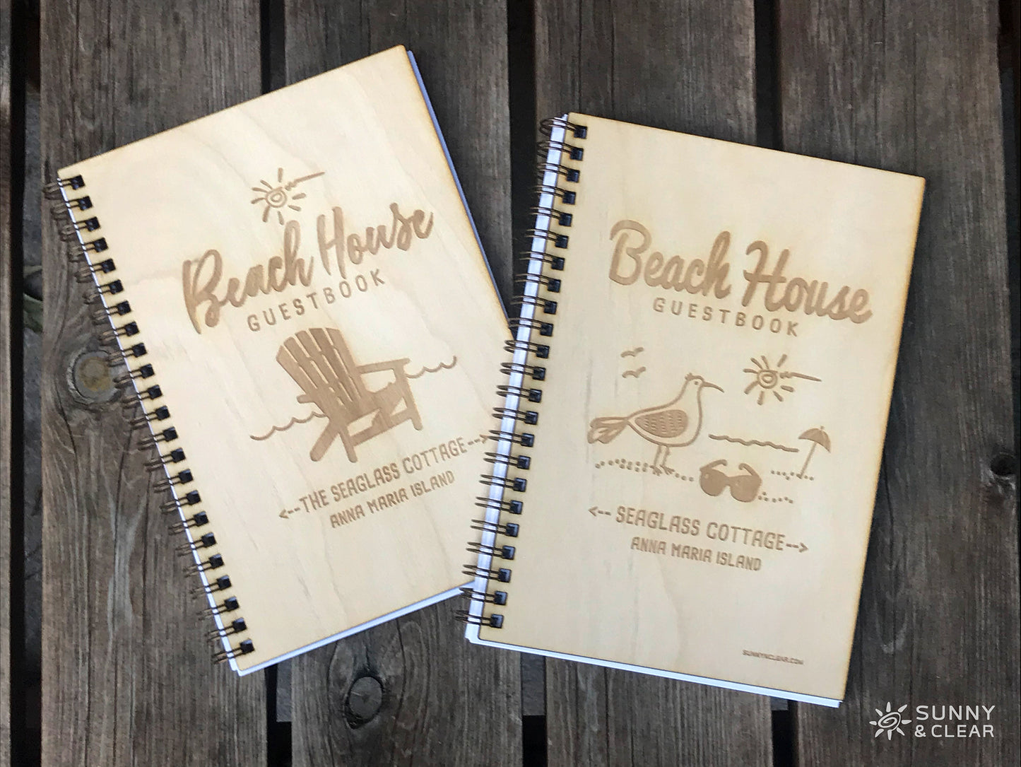 Beach House Guest Book, Surfboard in the Sand, Personalized