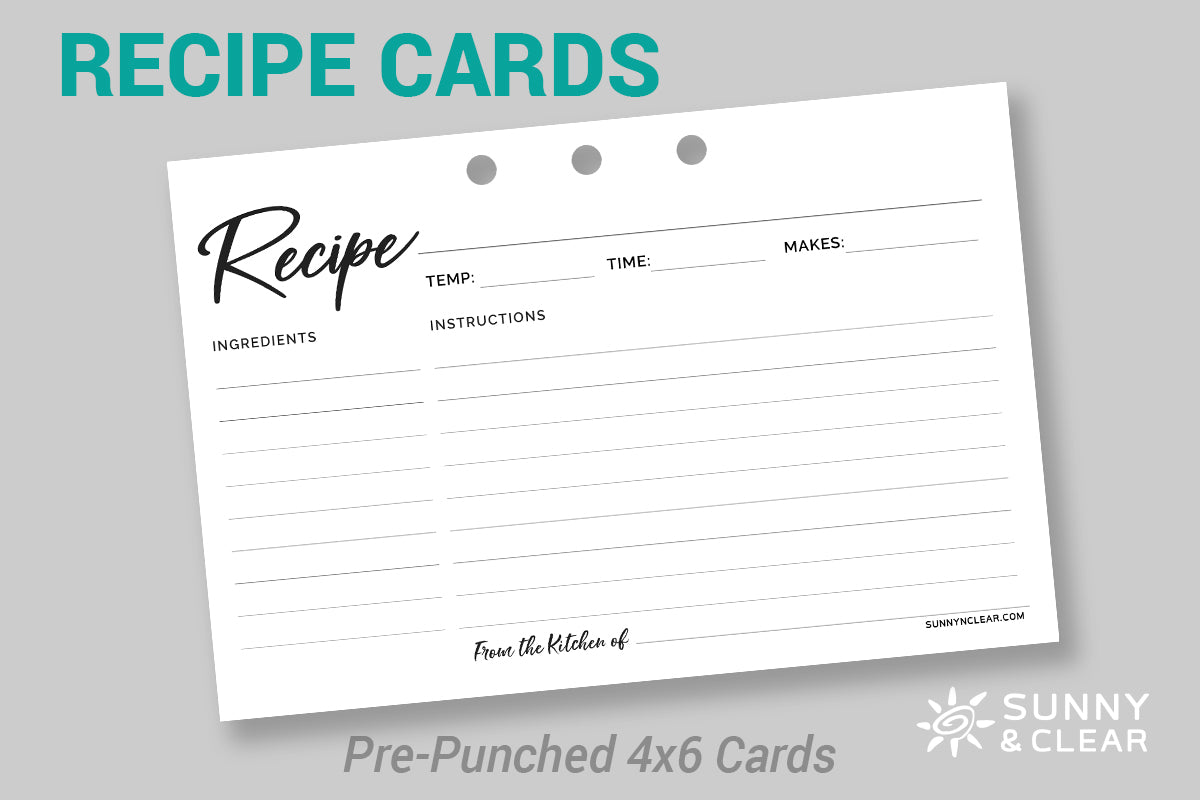 Recipe Card Binder - 4x6, Wood Covers, 14 Designs, Personalized