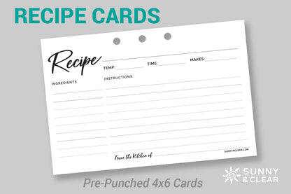 Kitchen Equivalents, Recipe Card Binder, 4x6