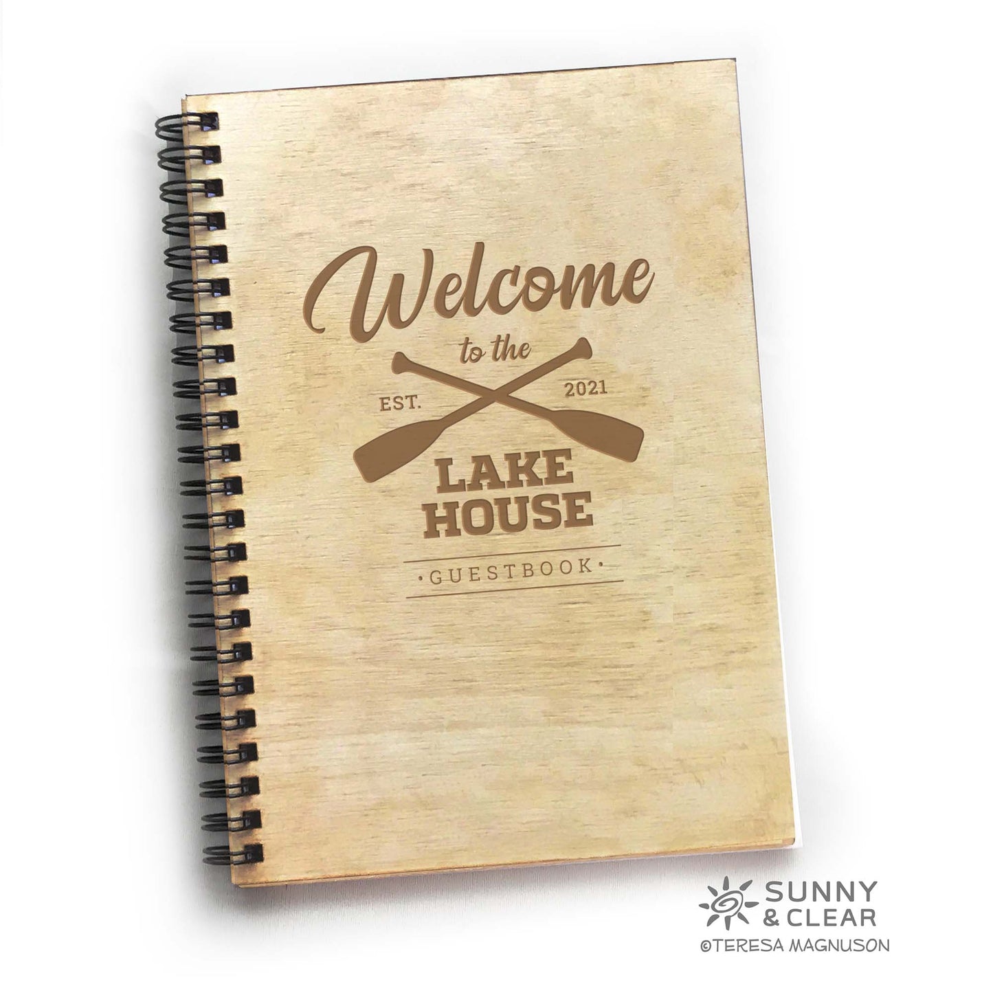Lake House Guest Book, Crossed Oars, Custom for AirBNB