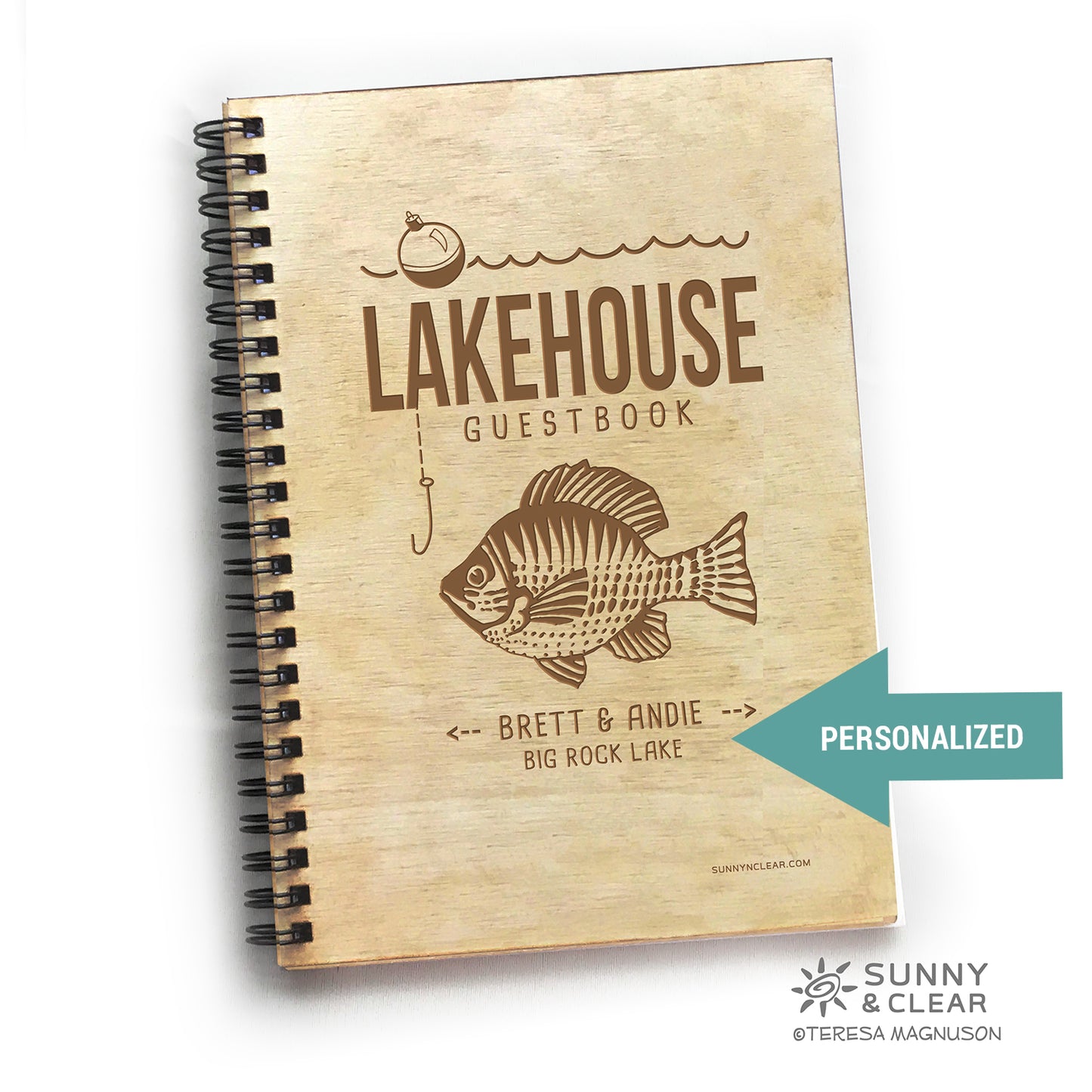 Lake House Guest Book, Fish, Sunfish, Personalized