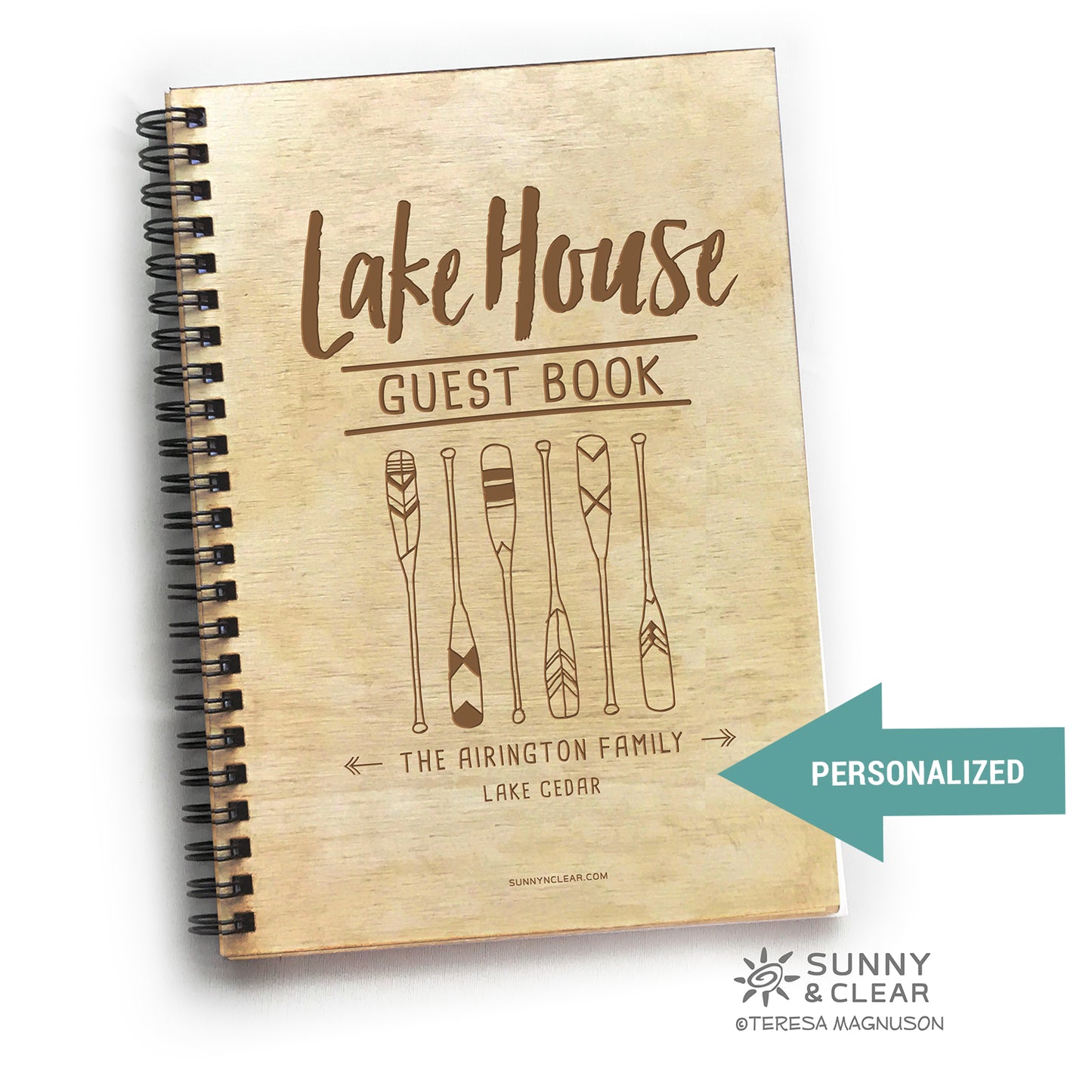 Lake House Guest Book, Oars, Paddles, Personalized