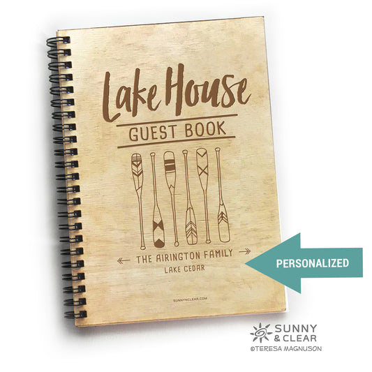 Lake House Guest Book, Oars, Paddles, Personalized