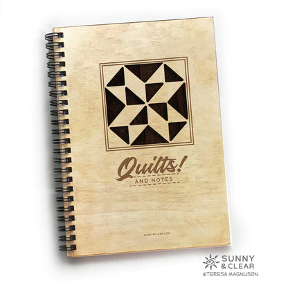 Barn Quilt Wood Notebook, Quilting Notes, Journal