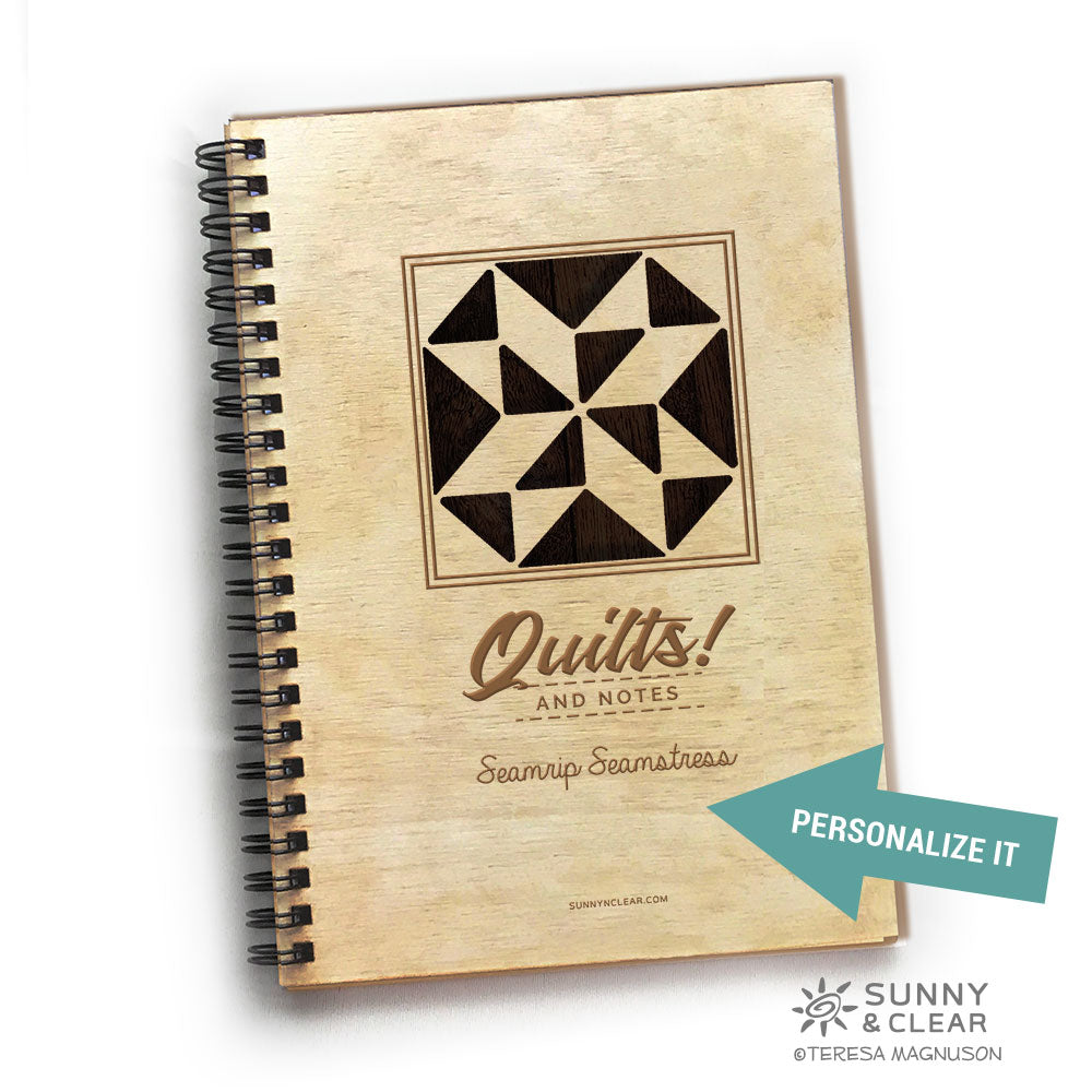 Barn Quilt Wood Notebook, Quilting Notes, Journal