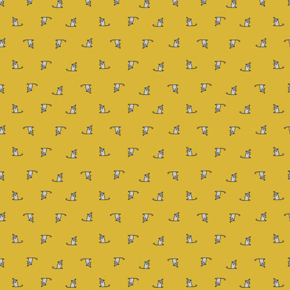 Keyboard Cats, Mini Mice Yellow Gold, fabric by the half-yard